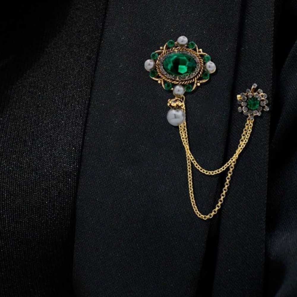 Vintage Geometry Brooch Pins for Women Men CZ Crystal Lapel Pin